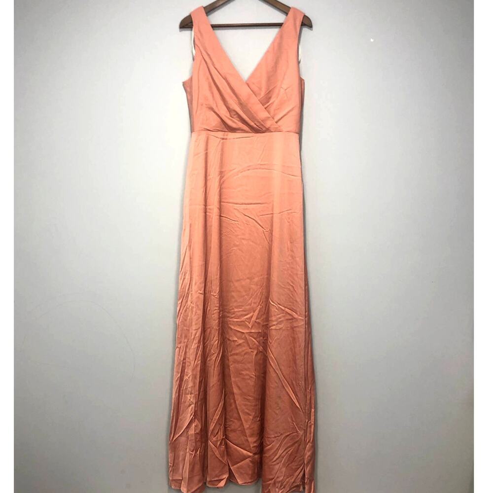 BHLDN x Donna Morgan Sabine Satin Maxi Mauve Dress US 10 - Picture 3 of 10